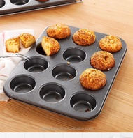 Nonstick Baking Molder 12 Cups Muffin Pan Cupcake Molder Donut Tray Pan Egg Tart Baking Pan AS972