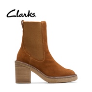 Clarks Womens Cassiano Top Chelsea Boots - Mid Tan Suede