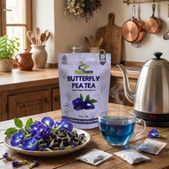 RAW TISANE Butterfly Pea Tea : Blue Butterfly Pea Flower Tea / Teh Bunga Telang Isi 30 Tea Bag
