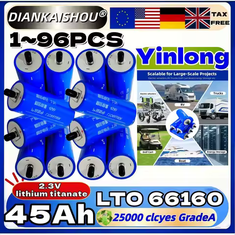 Original Yinlong lithium titanate battery 2.3v 45Ah LTO 66160K DIY 12V 24V 48V solar storage RV car 