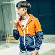 AOYAMA Two-Color Stitching Stand-Up Collar Windproof Waterproof Windbreaker Jacket [AT911]