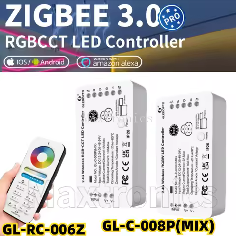GL-C-008P(MIX) ZigBee LED Strip Controller RGB+W Pro Color White Light Mix Homey Alexa Echo Tuya App