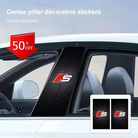 Car Emblems Center Pillar Anti-scratch Protector Films Stickers For Audi A4 A3 A5 A6 A7 A8 Q3 Q5 Q7 