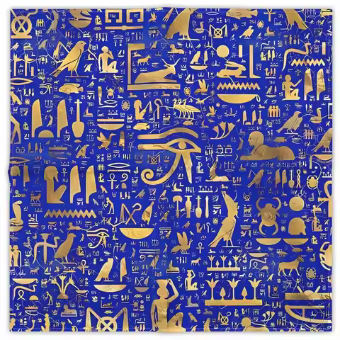 Egyptian Hieroglyph Print Tablecloth - Royal Blue & Gold Tarot Mat for Oracle Card Spreads Board Gam