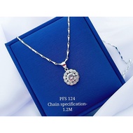 S925 Platinise' Silver "Pendent 🏵️Rosette Necklace Set" (Set Rantai Leher+Loket) 925銀鍍鉑鑲鋯捧花鏈墜項鏈組 PFS-124