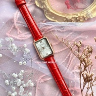 [Original] BNB10788-2513 Elegance Women Watch with Silver Monogram Dial and Red Genuine Leather