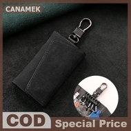 CANAMEK Da chính hãng Keychain Túi người đàn ông phụ nữ Key holder Organizer Pouch Car Key Bag đơn g
