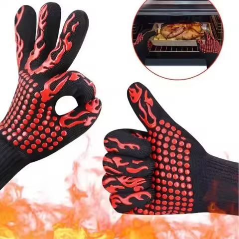 1/2PCS BBQ Gloves High Temperature Resistance Oven Mitts 500 800 Degrees Barbecue Heat Insulation Mi