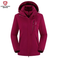 Jacket Men Women Style Winter Windproof Middle-aged Youth Fleece Lining Jacket Three-in-One Detachab