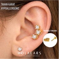Internally Threaded F136L Titanium Flatback Hypoallergenic Anti-Rust Piercing Earrings LP05 Jewellry