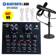 V8 V8S BM800 F998 R8 DPS Mixir Live Sound Card with Blutooth 16 Sound  9 Knobs Microphone Full Set f