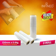 3 rolls x (250MM,600g) Stretch Film Wrapping Plastic Film Packing Film