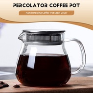 Heat Resistant Coffee Pot Hand Brewing Coffee Pot Steel Cover Transparent Sharing Pot Glass Brewing 