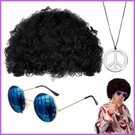 Disco Wig Set Hippie Costume Set Funky Afro Wig Sunglasses Necklace Afro Wig Sunglasses Necklace for