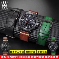 Suitable for Casio PROTREK Series PRG-650 PRW-6600 PRG600 Mountaineering Genuine Leather Watch Strap