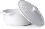 NUTRIUPS Classic White 2.3-Quart Ceramic Oval Casserole with Lid, Stoneware Baking Dish, Microwave,