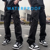 【waterproof】Hip Hop M-5XL Casual Black Slim Fit Tactical Work Ankle 6 Six Pocket Cargo Pants Men Seluar Kerja Kargo Lelaki