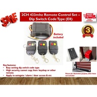 Autogate Door Wireless Remote Control - 2 Channel 433mhz Dip Switch Code Type (E8) - High Security R