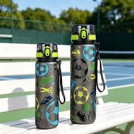 1pc Approx. 1000ml/32oz And 750ml/26oz Large Capacity 3D Printed Colorful Football Pattern Direct Dr