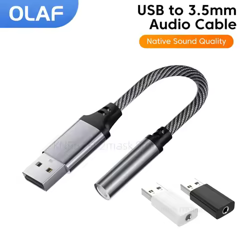 USB to 3.5mm Jack Audio Adapter USB A to 3.5mm Audio Cable USB to Audio Jack Adapter Headphones Conv