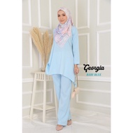 ADEL ADYANA Suit Georgia Como Crepe Plain Set Baju Seluar Blaus Murah Baju Muslimah