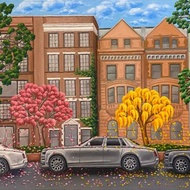 Trinity, original oil painting, oil on canvas, New York City, Rolls-Royce cars