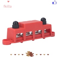 FKILLA 4 Position Bus Bar, Red/Black 48VDC 250A M10 Studs Bus Bar, Screw Terminals M10 3/8 4 Positio