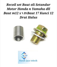 Recoil Set Baut Tutup Oli Honda Yamaha Baut 17 Kunci 14 Baut m12x1.25 Drat Halus