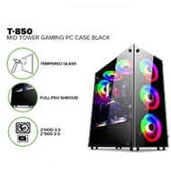 Keytech T850 Mid Tower Gaming PC Case BlackDesktop Casings