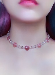 愛與被愛草莓晶愛心頸鏈