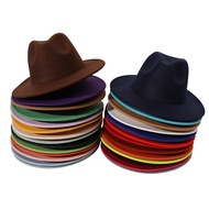 Ladies Men's Woolen Fedora Hat with Ribbon Gentleman Elegant Ladies Winter Autumn Wide Brim Hat Jazz