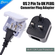 2 Pin To 3 Pin UK TOP PLUG Converter Plug Adapter With 13A Fuse Protection