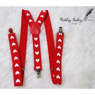 MERAH Red and white patterned suspenders ready