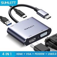 USB CถึงตัวแปลงVGA HDMI4-In-1 Type C Hubพร้อม4K HDMI1080P VGAUSB 3.0 87W USB C PD Chargethunderbolt
