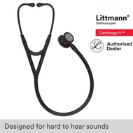 Littmann Stethoscope, Black Tube, Black-Finish Chestpiece, Red Stem,Cardiology IV 6200