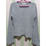 PL Fuzzy 3 - Fuzzy Vneck Gray Top | Gray Stick Fuzzy Knit