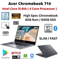 Acer 714 Full HD i5-8th Touchscreen CHROMEBOOK 8GB RAM 64GB SSD 14" PLAYSTORE TYPE C FAST Charging