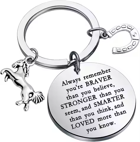 Horse Inspirational Gift Horse Keychain Horse Lover Gift Always Remember You’re Braver Than You Beli