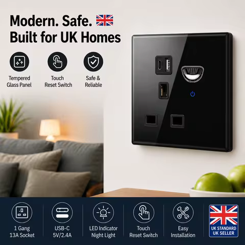 Retro Toggle Tempered Glass Wall Light Switch Panel,1 2 3 4 Gang/1 2 Way LED Indicator Switch Europe