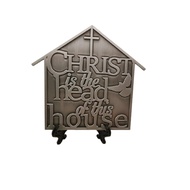 Metal Coaster House Shaped with Bible Verse Table Top • Pewter-like finishing * Christian Gift • Cho