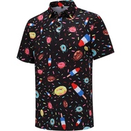 Men Golf Polo Shirt Short Sleeve Moisture Wicking Fashion Print Dry Donuts Popsicle