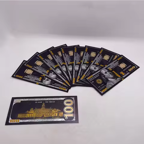 10Pcs Black Gold Foil USD 100 Commemorative Dollars Banknotes Decor