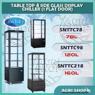Agrishop SNOW Table Top 4 Side Glass Display Chiller(1 Flat Door)