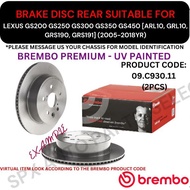 BREMBO GENUINE DISC BRAKE ROTOR (REAR) FOR LEXUS GS200 GS250 GS300 GS350 GS450 [ARL10, GRL10, GRS190
