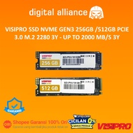 VISIPRO SSD NVME GEN3 256GB /512GB PCIE 3.0 M.2 2280 3Y - UP TO 2000 MB/S 3Y