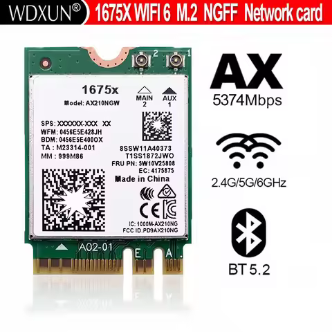 AX210 AX210NGW 1675x AX1675x Wi-Fi 6E 802.11AX Dual Band 2.4G 5G 6G 5374mbps Bluetooth 5.2 M.2 NGFF 