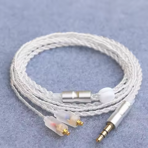 New HiFi Earphone Upgrade Cable MMCX 3.5mm 1.2m Silver Plated Core Cable For Sennheiser IE200/IE300/