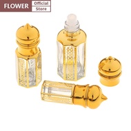 FOF 3/6/15ml Roll On Bottle Glass Mini  Container Portable Blending Perfume Bottle Gold Empty Roll-O