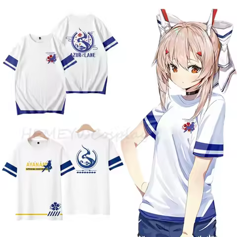 Anime Azur Lane Ayanami Kriegsmarine Special Destroyer Print T-shirt Fans Gift Short Sleeve O-neck T