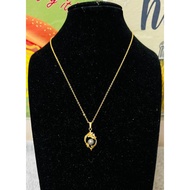 Gold-plated alloy necklace with 6.6mm gray Akoya pearl made in Japan